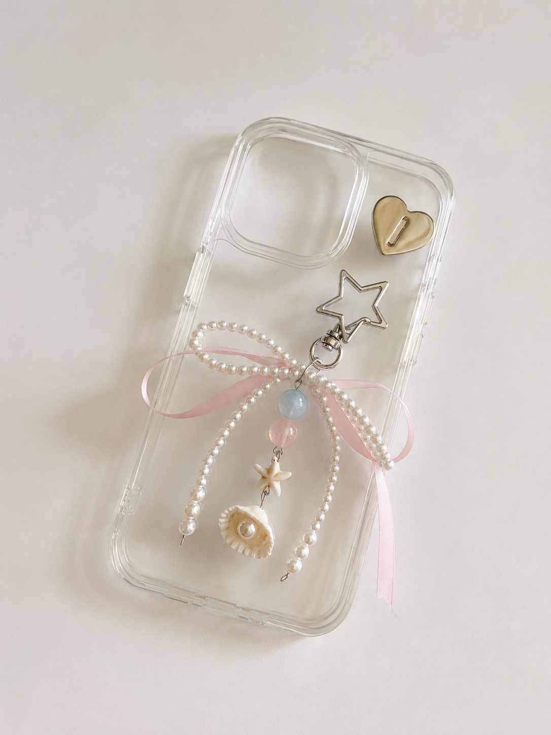 Pearl Cove Bow Charm Phone Case With Hanging Bow Charm
