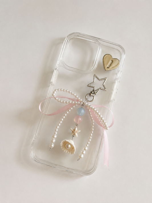 Pearl Cove Bow Charm Phone Case With Hanging Bow Charm