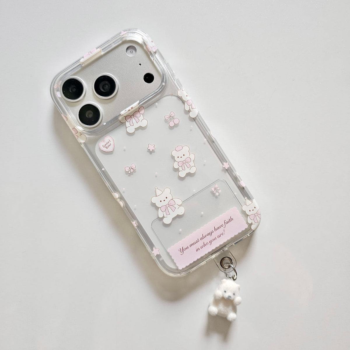 Pretty Teddy Phone Case with Hanging Teddyy