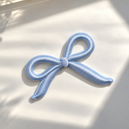 Blue Embroidered Bow Sticker For Phone Case