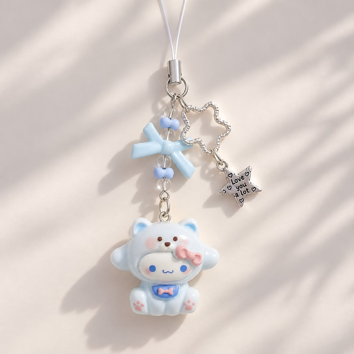 Blueberry Bow Bear Phone Charm
