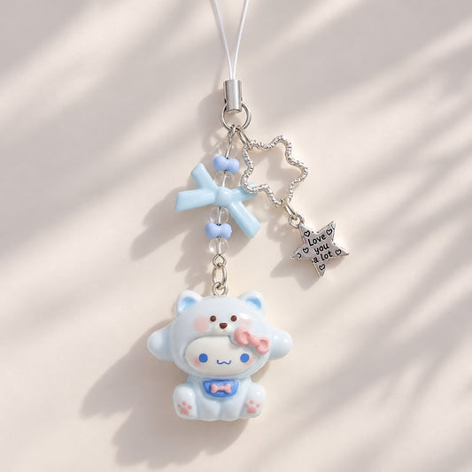 Blueberry Bow Bear Phone Charm