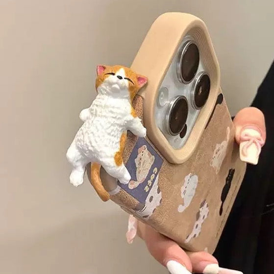 Cute Lying Kitty Phone Topper With Glue