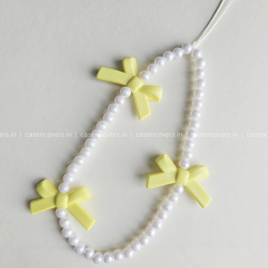 Yellow Bow & Pearl Charm