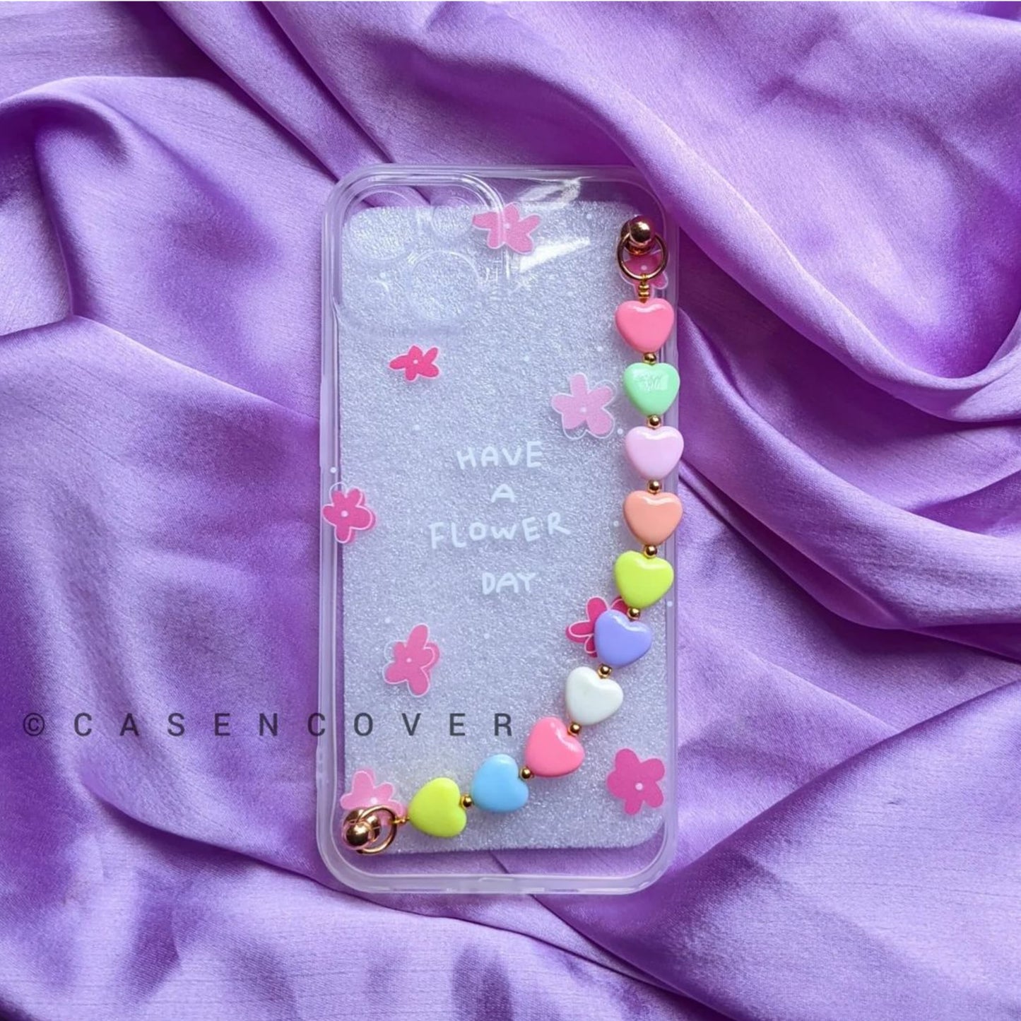 Cute Flower Little Hearts Chain Case