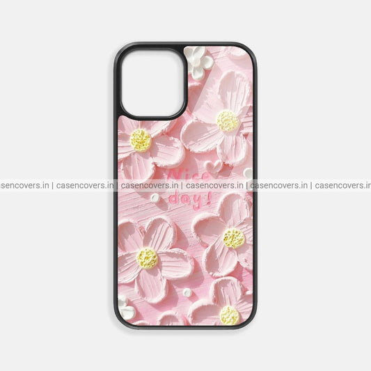 Peach Floral Glass Case