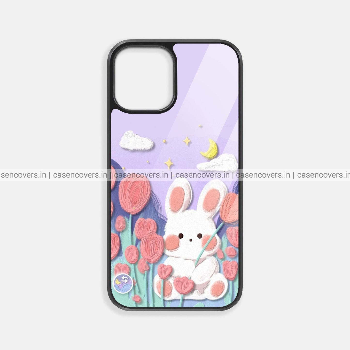 Lavender Cute Bunny Glass Case