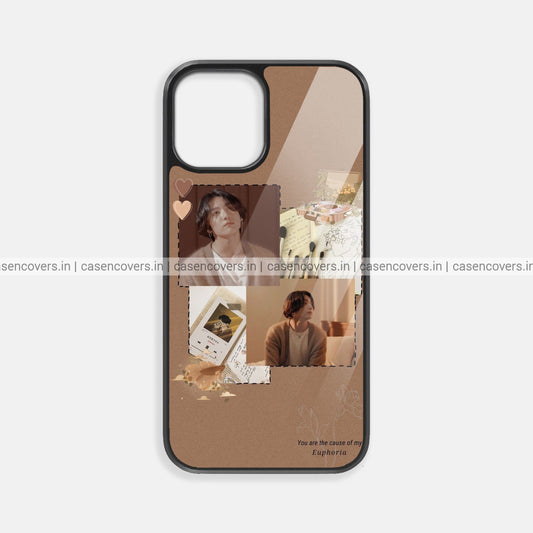 Brown Aesthetic BTS Glass Phone Case