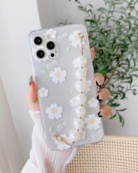 Floral Pearl Chain Phone Case