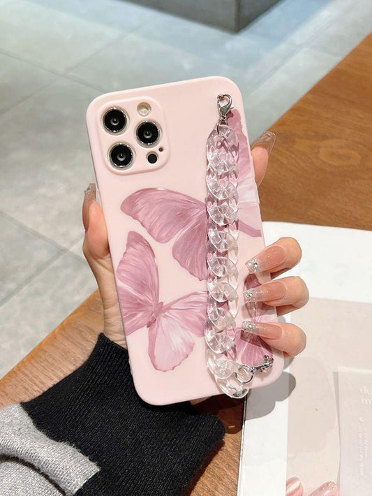 Pink Butterfly Chain Phone Case