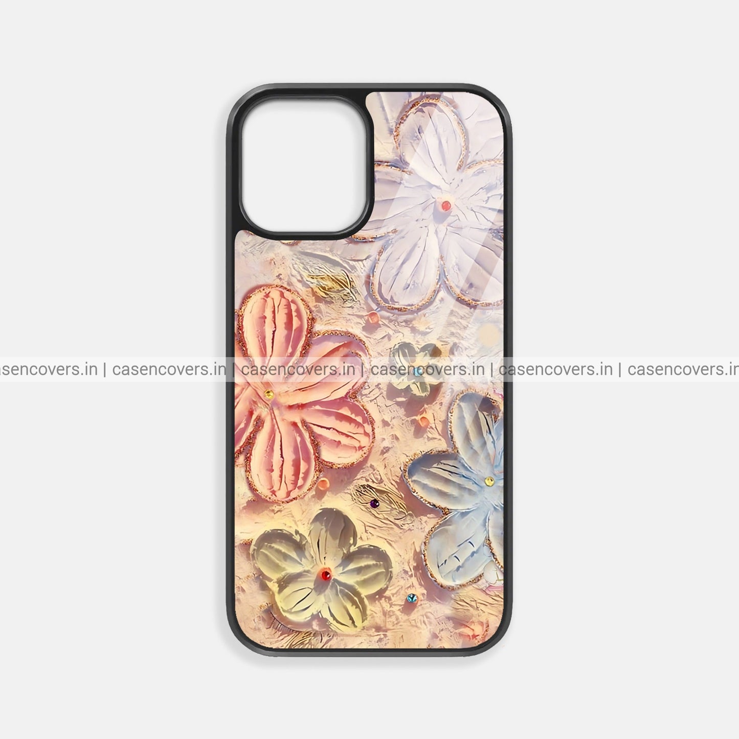 Luxury Floral Painting Glass Case