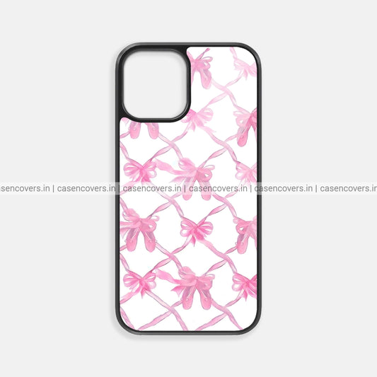 Aesthetic Pink Bow Glass Case