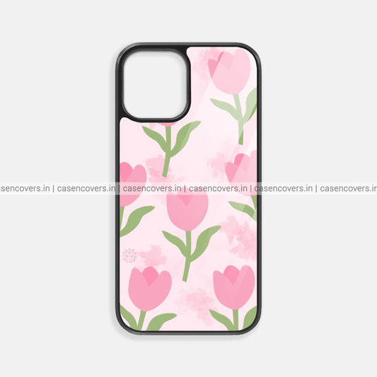 Pink Tulips Glass Case