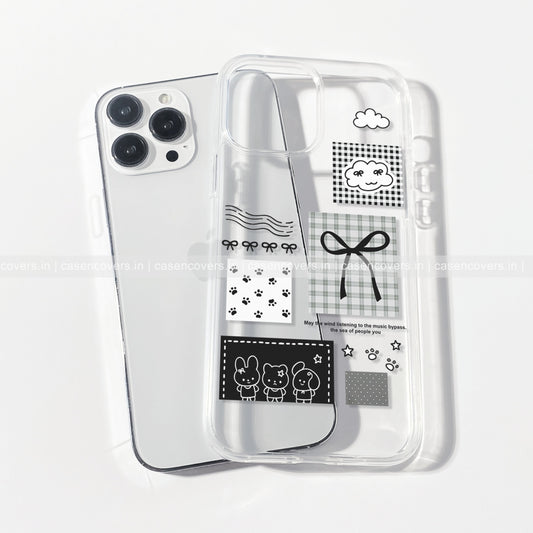 Aesthetic Kawaii Doodle Clear Phone Case