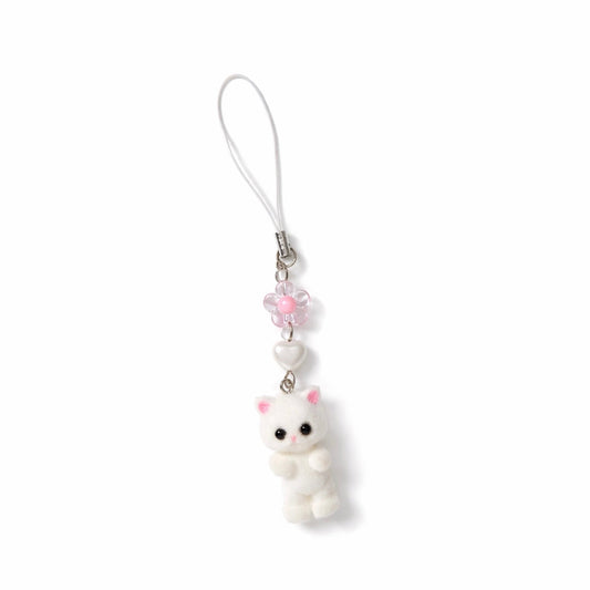 Cute White Kitty Phone Charm
