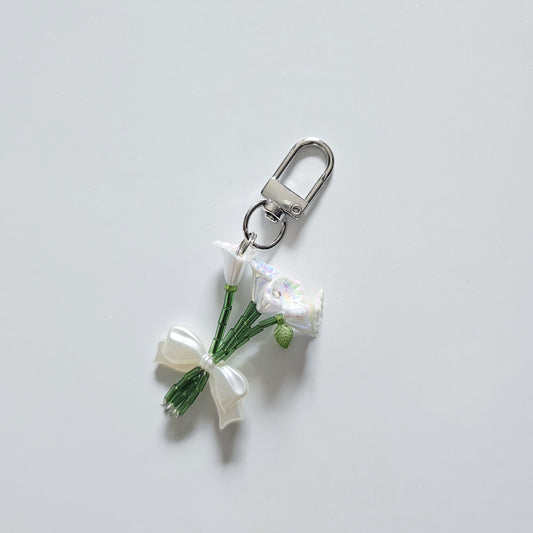 Mini White Handmade bouquet Phone Charm