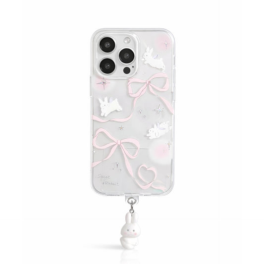 Clear Bunny Bow Phone Case with Charm