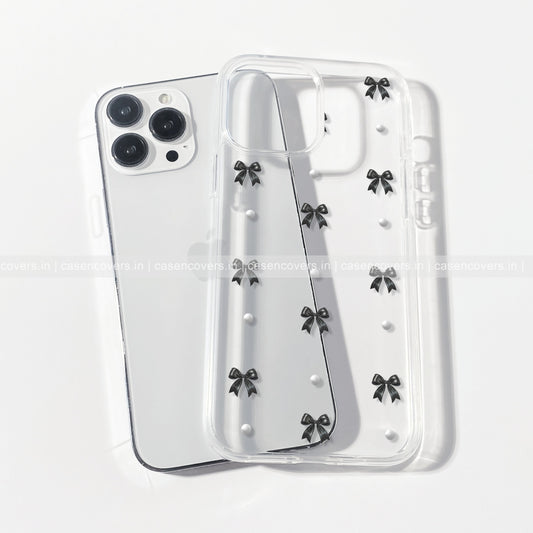 Aesthetic Black Bows Clear Phone Case