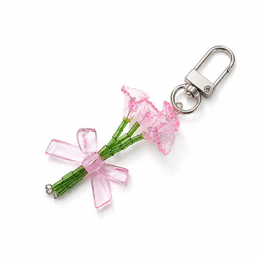 Mini Pink Handmade 4 flower bouquet Charm