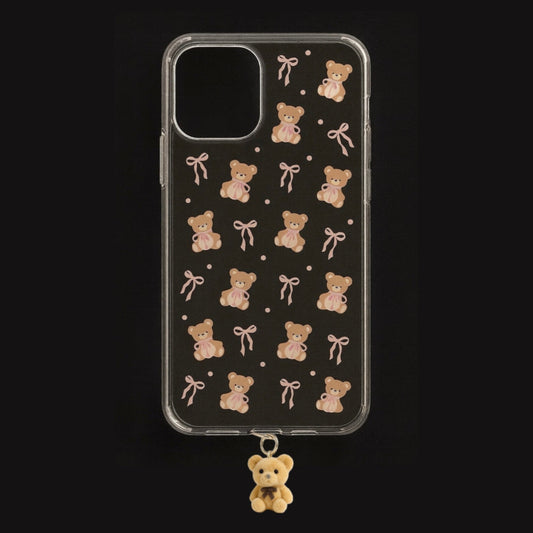 Pretty Teddy Brown Bow Case With Hanging Teddy