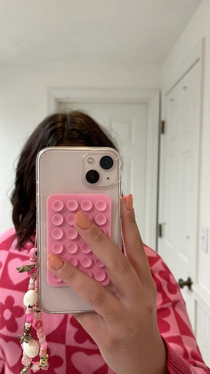 Pink Soft Silicone Suction Phone Sticky Grip