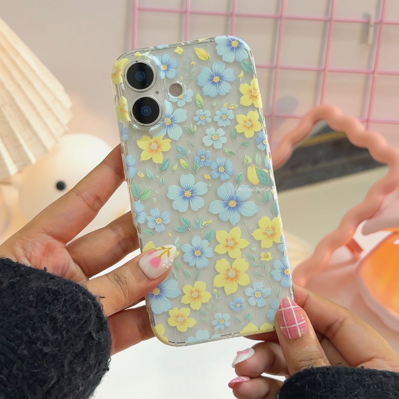 Blue & Yellow Meadow Bloom Floral Transparent Phone Case