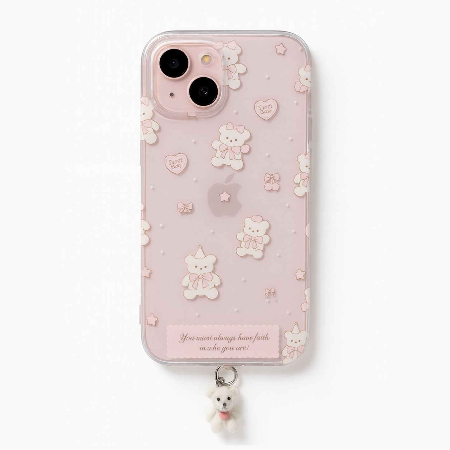 Pretty Teddy Phone Case with Hanging Teddy