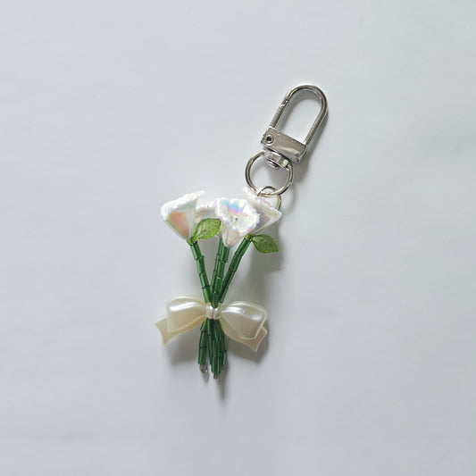 Mini White Handmade bouquet Phone Charm