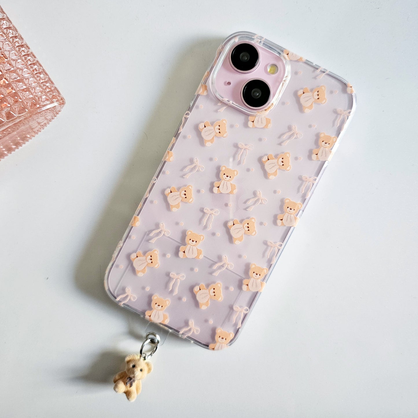 Pretty Teddy Brown Bow Case With Hanging Teddy