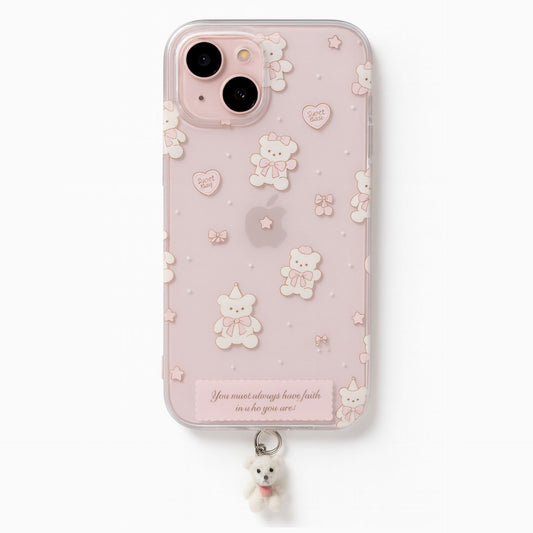 Pretty Teddy Phone Case with Hanging Teddy
