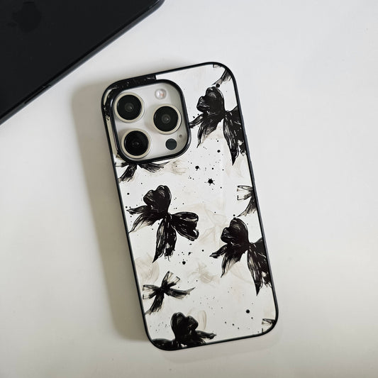 Monochrome Black Bows Premium Glossy Phone Case